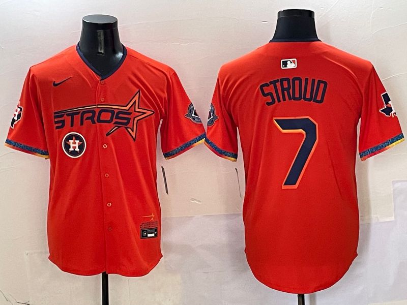 Men Houston Astros #7 Stroud Orange Five generation Joint Name Nike 2025 MLB Jersey style 7
